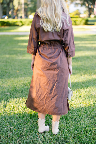 Just So Happens Brown Tie Dress
