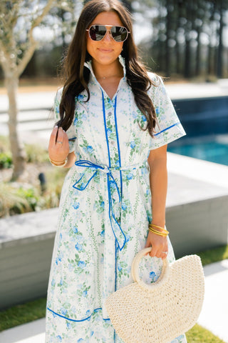 Wisteria Path Blue Floral Dress - Instyle Boutique