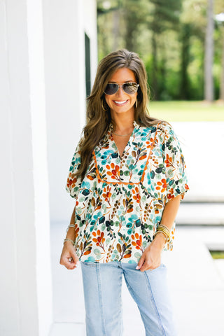 Exactly The Vibe Ecru Floral Top