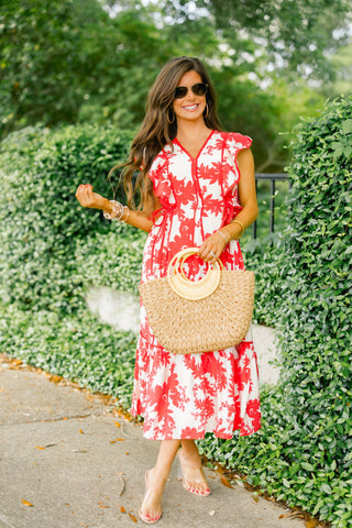 Refined Taste Red Printed Dress