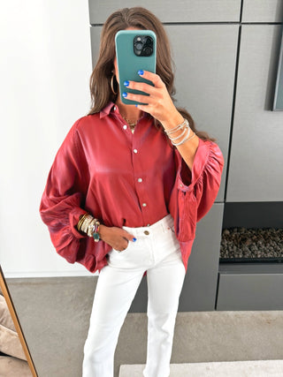 Harvest Moon Puff Sleeve Button-Down Top - Instyle Boutique