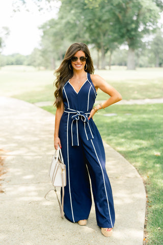 Nova Navy and White Jumpsuit