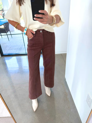 Let's Go Brown Cropped Denim - Instyle Boutique
