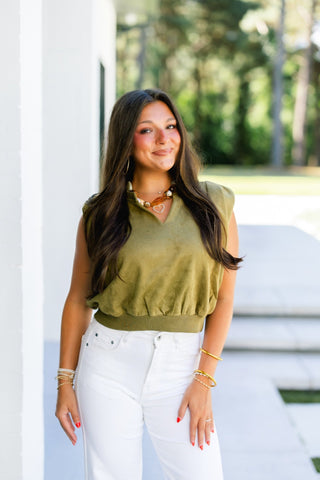 I'm Obsessed Olive Suede Top - Instyle Boutique