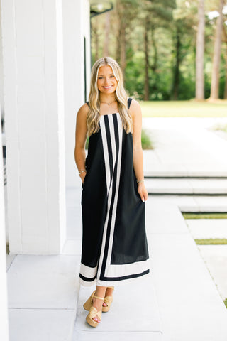 Sunday Stroll Black Midi Dress