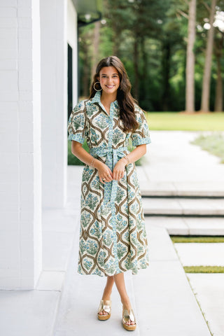 Sage Bloom Shirtdress - Instyle Boutique