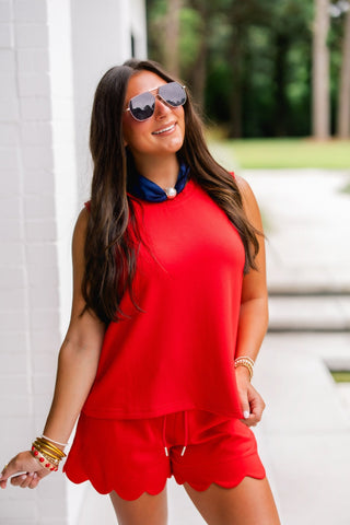 Scarlet Ruffle Charm Tank - Instyle Boutique