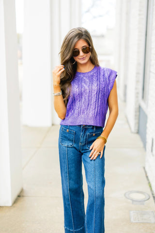 Mardi Gras Metallic Sweater Top - Purple - Instyle Boutique