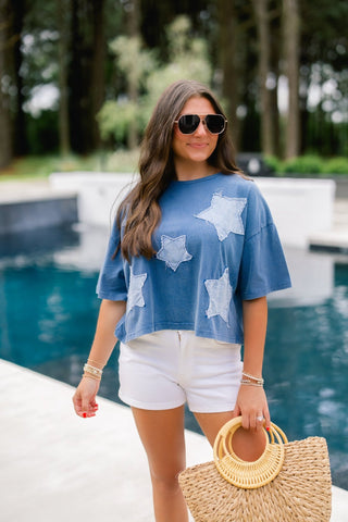 Star Of The Show Navy Top - Instyle Boutique