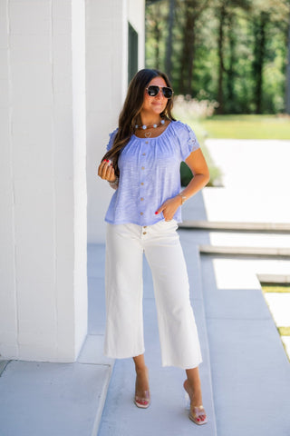 Lovely Periwinkle Textured Lace Top - Instyle Boutique