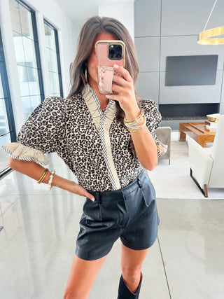 Fierce & Flirty Leopard Ruffle Top