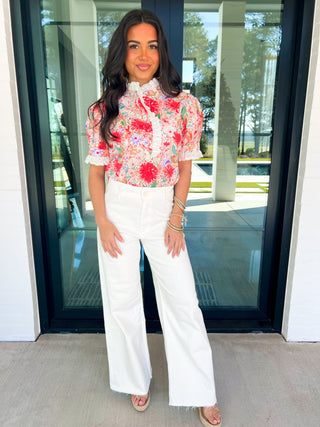 Cherry Blossom Mix Print Top - Instyle Boutique