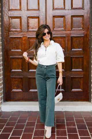 Too Cute Cream Denim Top