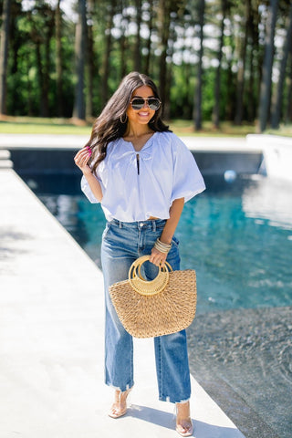 Something Blue Balloon Top - Instyle Boutique