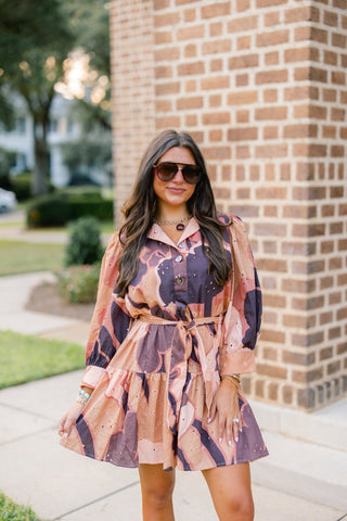 Brown Blossom Eyelet Dress - Instyle Boutique