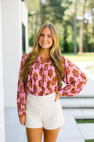 Pretty Printed Pink Top