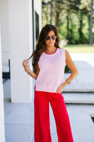 Sweet Pink Crochet Tank - Instyle Boutique