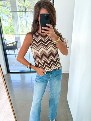 Retro Zig Zag Sleeveless Top