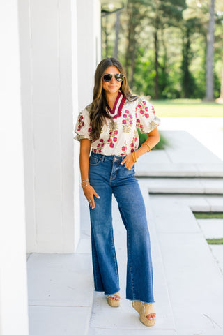 Feminine Florals Ecru Top
