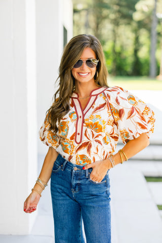 Everly Ecru Floral Top