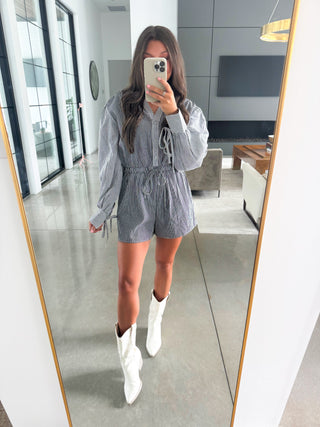 Nobody Else Black Striped Romper