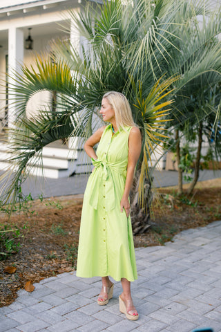 Citrus Grove Belted Midi Dress