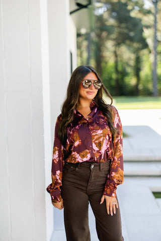 Plum Pretty Satin Top - Instyle Boutique