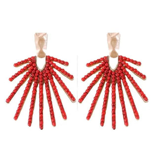 Red Sunburst Statement Drop Earrings - Instyle Boutique