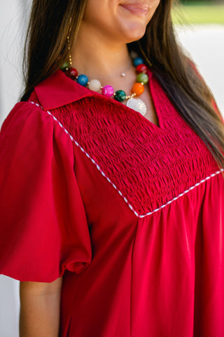 Crimson Charm Midi Dress - Instyle Boutique