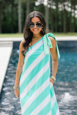 Miss Me Mint Striped Midi Dress