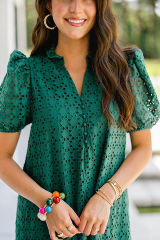 Whimsy Daydream Hunter Green Dress - Instyle Boutique