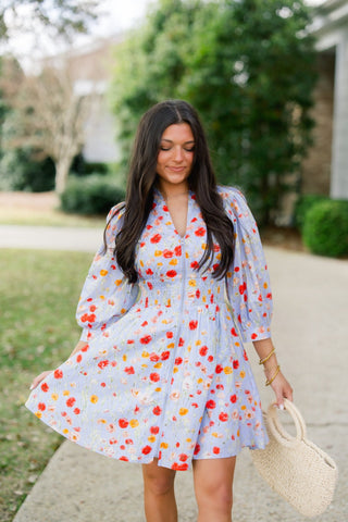 Blossom Breeze Blue Dress - Instyle Boutique