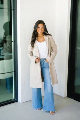 Juliette Taupe Midi Coat - Instyle Boutique