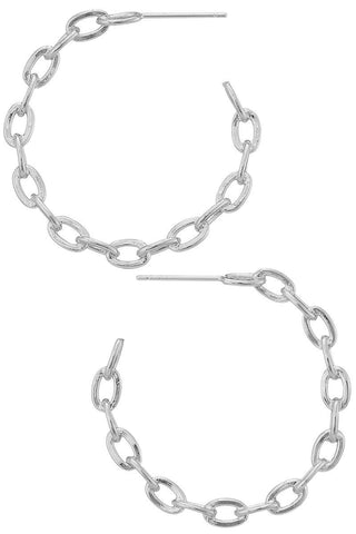 Silver Chain Hoop Earrings