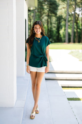 Hunter Green Tie Top - Instyle Boutique