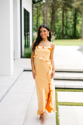 Apricot Breeze Ruffle Maxi - Instyle Boutique