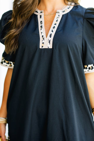 Abbie Animal Print Dress-Black