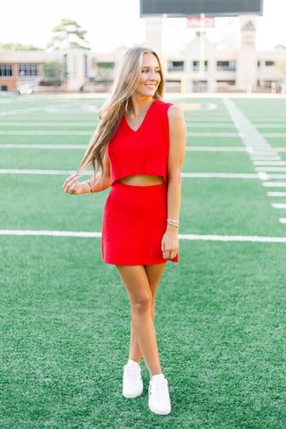 To The Tailgate Red Sweater Set