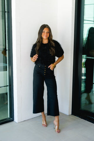 Glamour Girl Black Top - Instyle Boutique