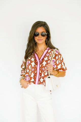 Retro Bloom Print Top