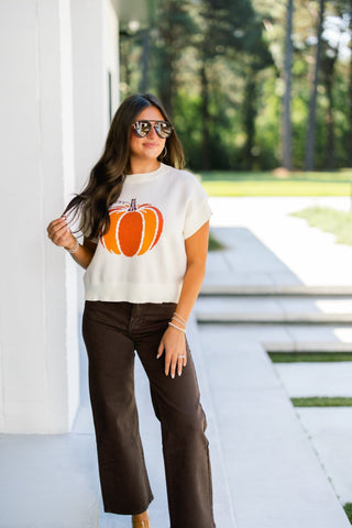 Hey Pumpkin Cream Sweater Top - Instyle Boutique