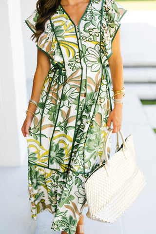 Only Olive Printed Midi Dress