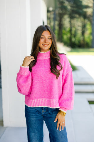Here For Fun Hot Pink Sweater