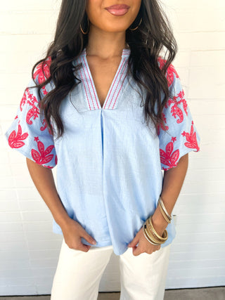 Bluebell Breeze Embroidered Top - Instyle Boutique