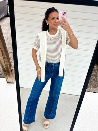 Casually Chic Ivory Striped Sweater Top - Instyle Boutique