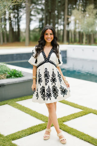 Beach Please Printed Dress - Cream - Instyle Boutique