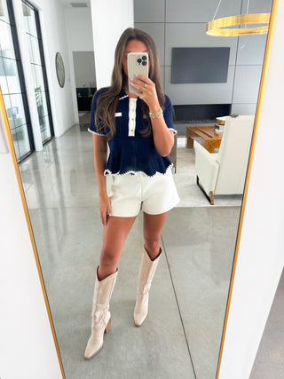 Take A Moment Navy Sweater Top