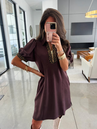 There She Goes Brown Leopard Dress