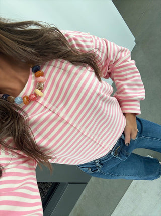 Cotton Candy Stripe Brushed Long Sleeve Top - Instyle Boutique