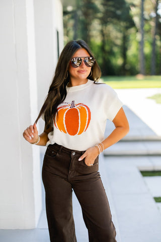 Hey Pumpkin Cream Sweater Top - Instyle Boutique
